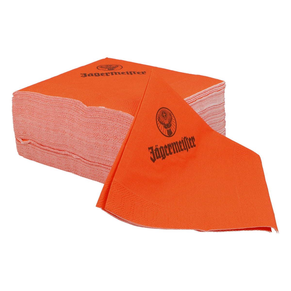50 Jägermeister Napkins, 24x24 cm, Orange, Drip-Proof, Party Bar Accessories