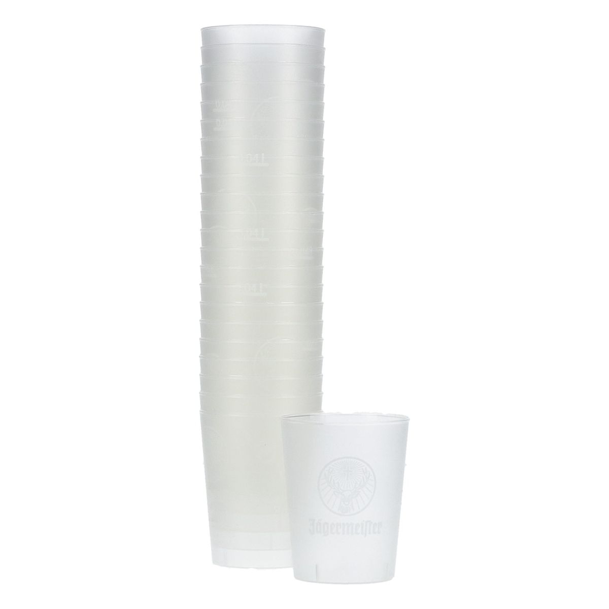 50x Jägermeister shot glass 5cl plastic reusable shot cup set