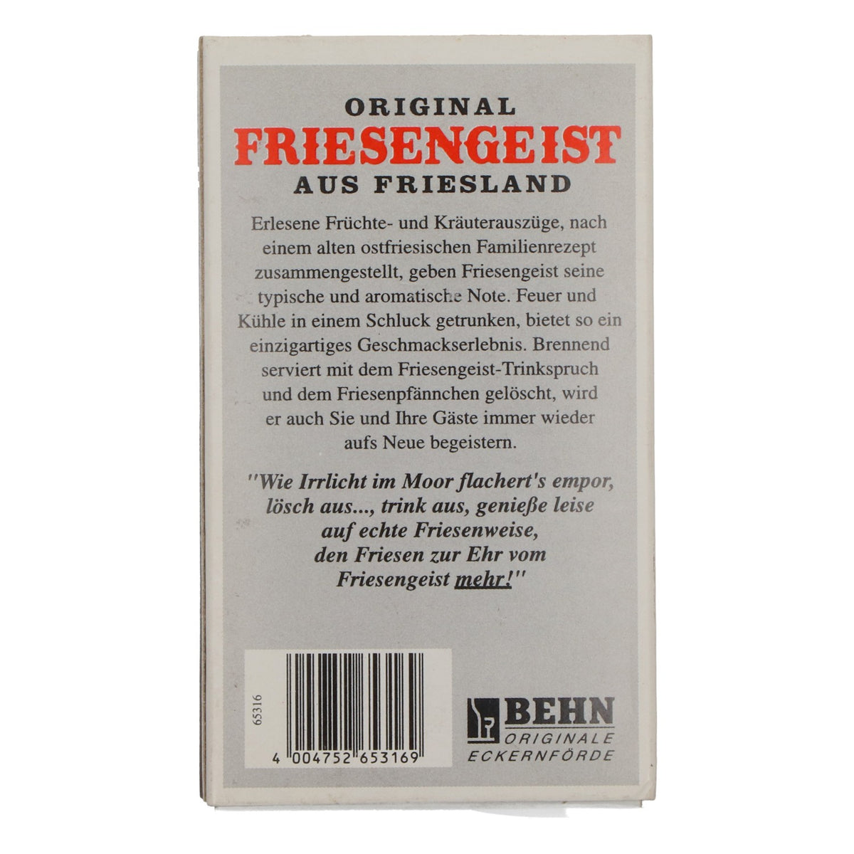 50x Original Friesengeist Matches, Behn Eckenförde Liqueur Accessories – View 5