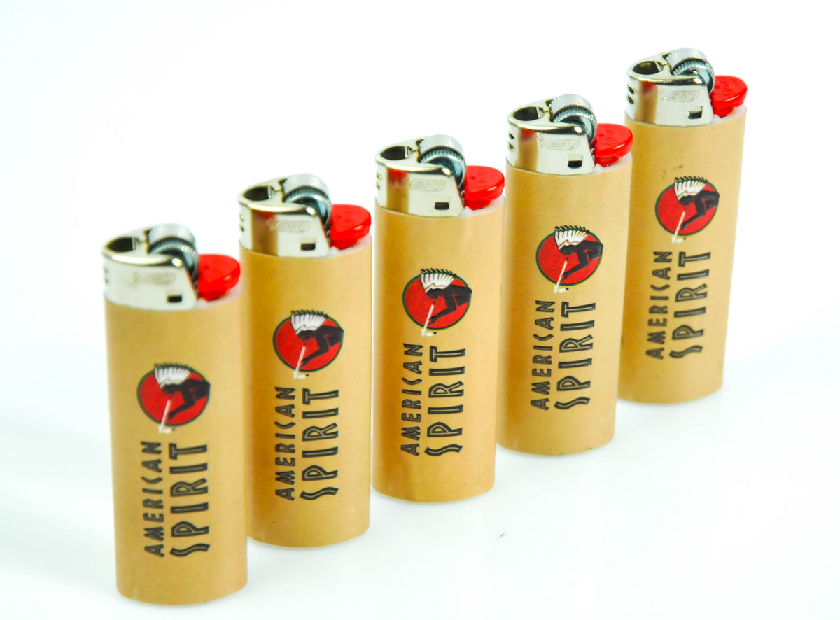 5x American Spirit Tobacco Lighter with Friction, Beige, BIC Maxi – View 3