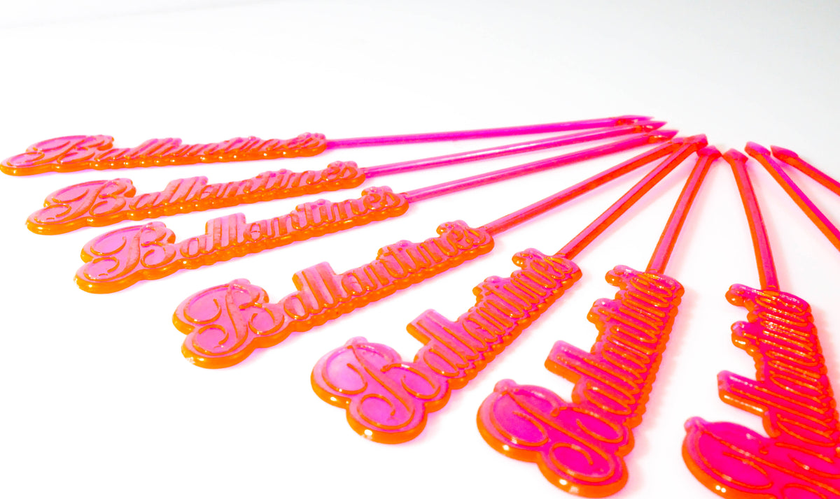5x Ballantines Whisky Stirrer Bar Accessories Neon Red Very Rare – View 2