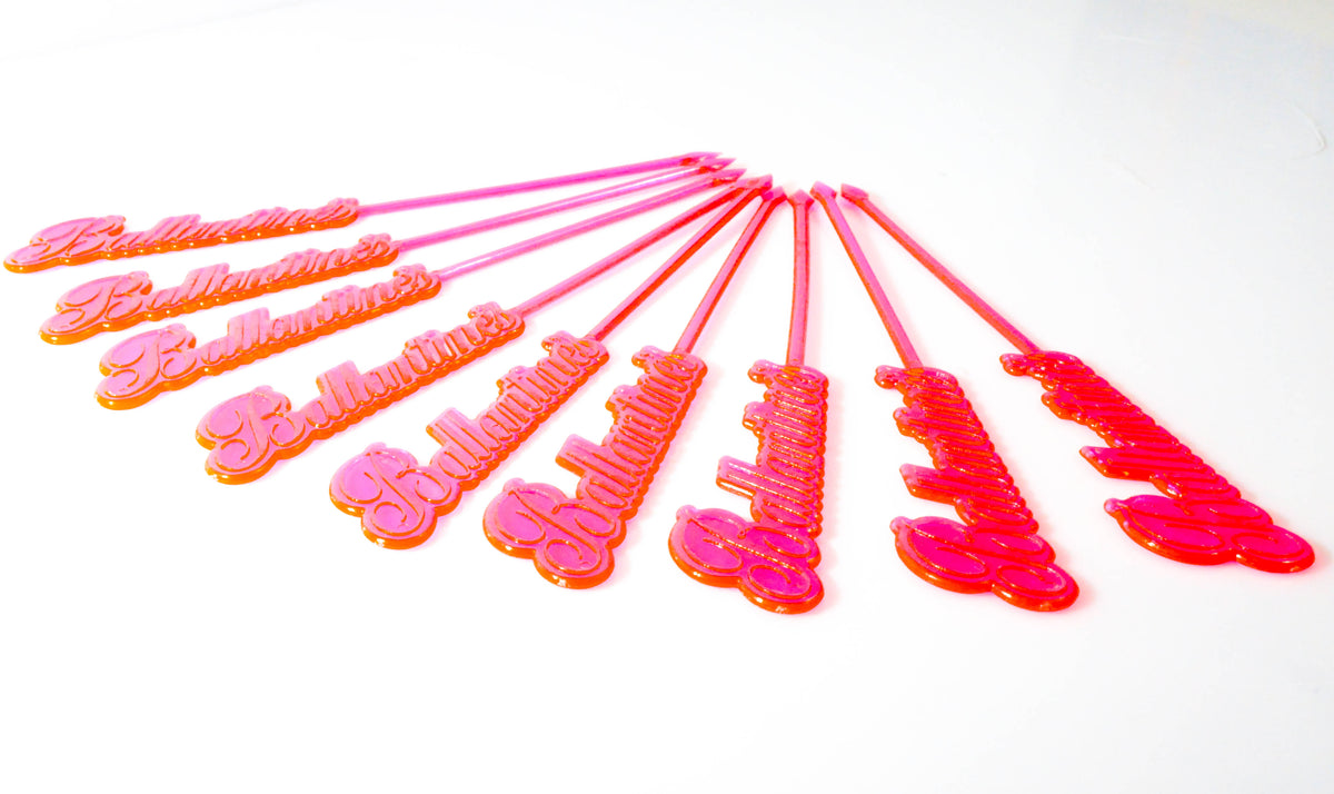 5x Ballantines Whisky Stirrer Bar Accessories Neon Red Very Rare – View 3