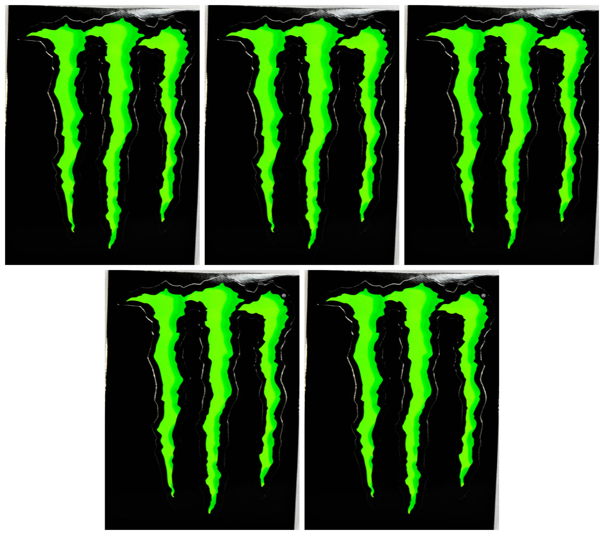 5x Monster Energy stickers, black, 11x8cm, advertising, BMX merchandise