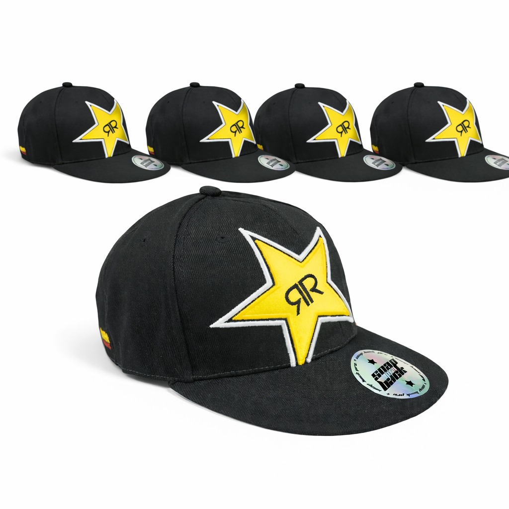 5x Rockstar Energy Cap Snap Baseball Cap Back Cap Black Unisex Cap BMX