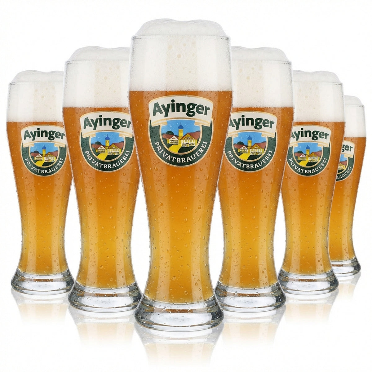 6 Ayinger Beer Glasses, 0.5 L Wheat Beer Glasses    New