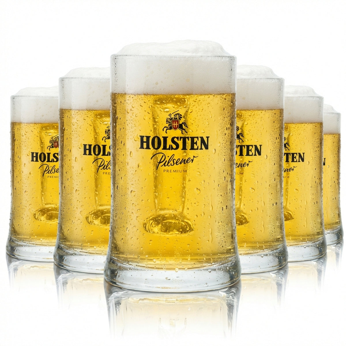 6 Hacker Pschorr beer glasses, 0.5 l mug, Salzburg Seidel Sahm, new