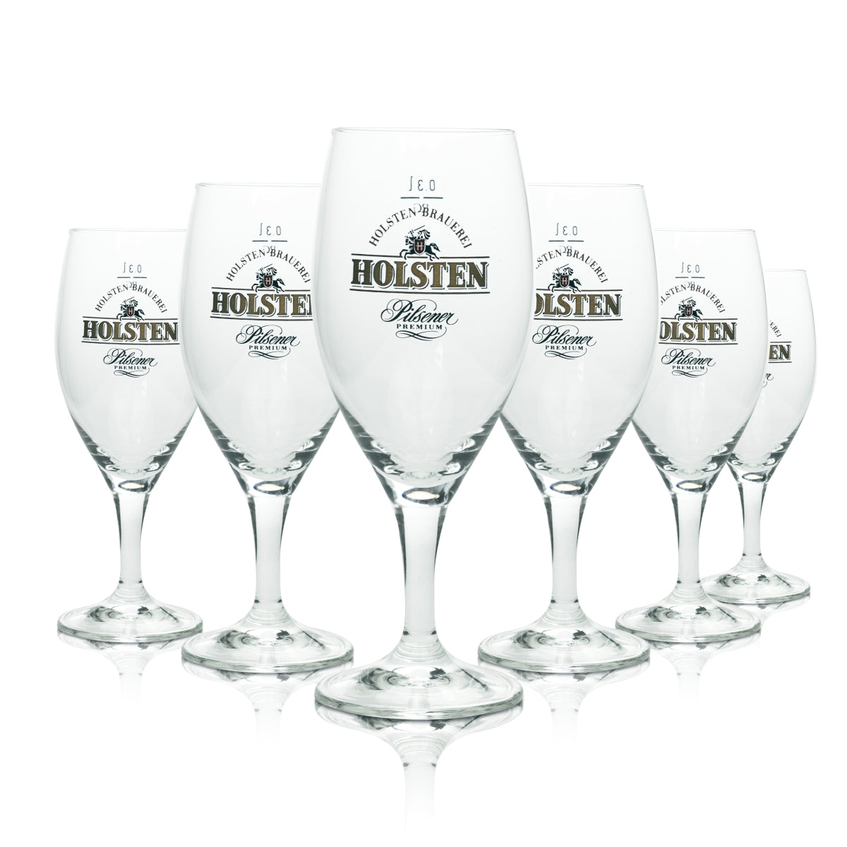 6 Holsten beer glasses, 0.3 l, trophy/tulip shape, "Pilsener Premium" RC, without silver rim, new