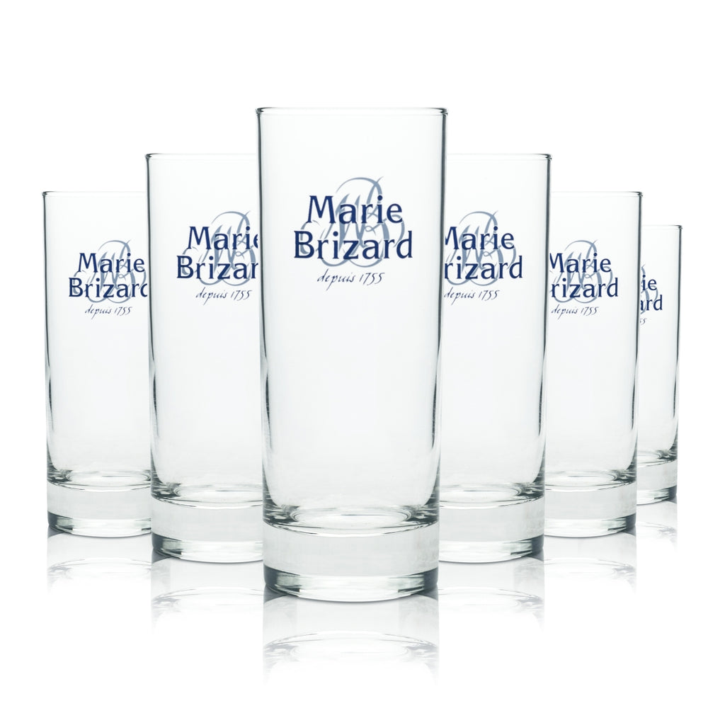 6 Marie Brizard liqueur glass, long drink, blue logo, new