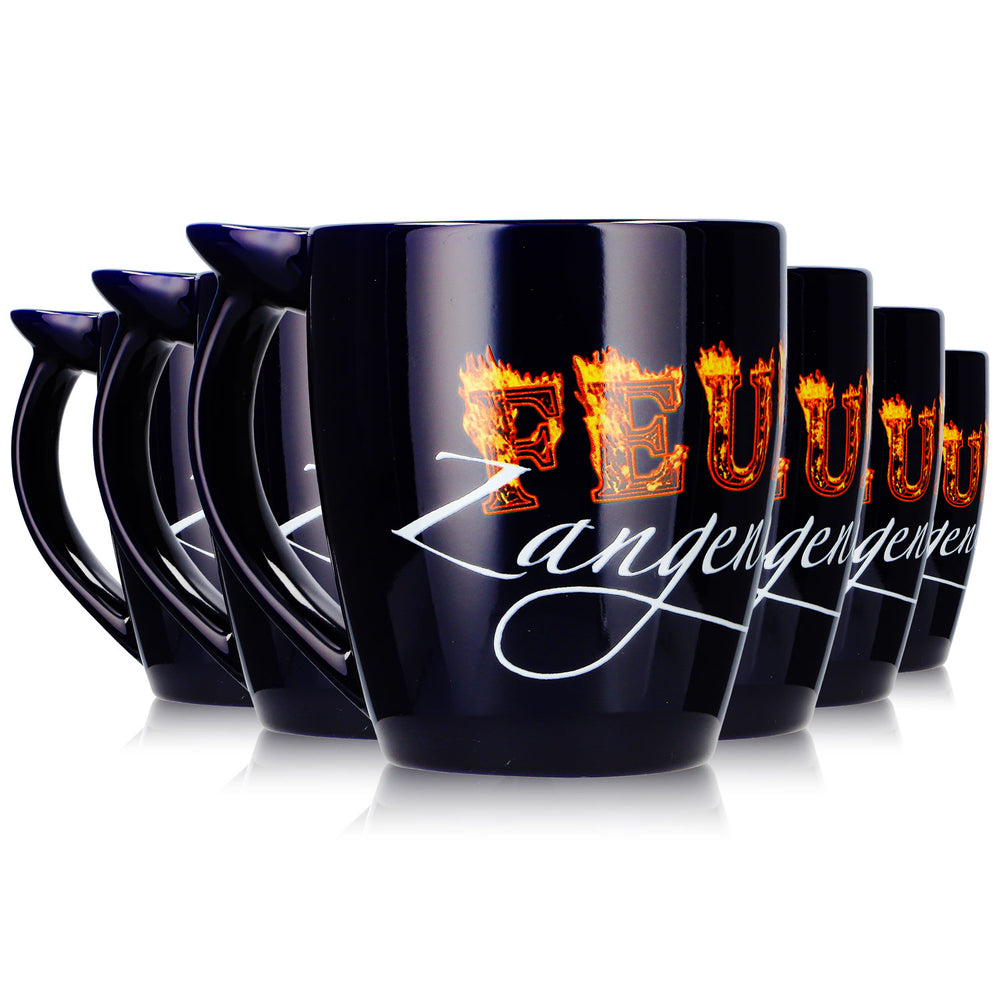 6 Mohaba Mulled Wine Mugs "Hot-Pot Feuerzangenbowle," Cobalt Blue, 0.2 L, Calibrated