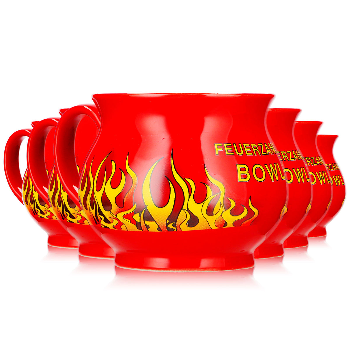 6 Mohaba Mulled Wine Mugs, Round Mugs, "Feuerzangenbowle," Fire-Red, 0.2 L, Calibrated