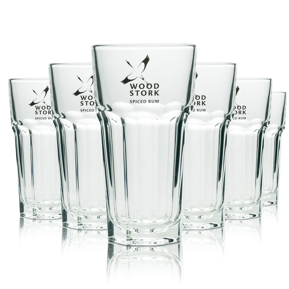 6 Wood Stork Rum Glass 0.3l Long Drink Glass, new