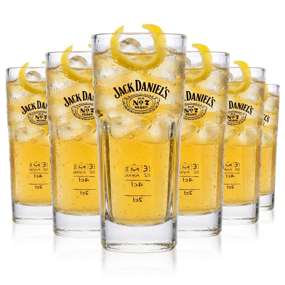 Set of 6 Jack Daniels glasses, 0.34 l – long drink glass with new wing logo, stackable
