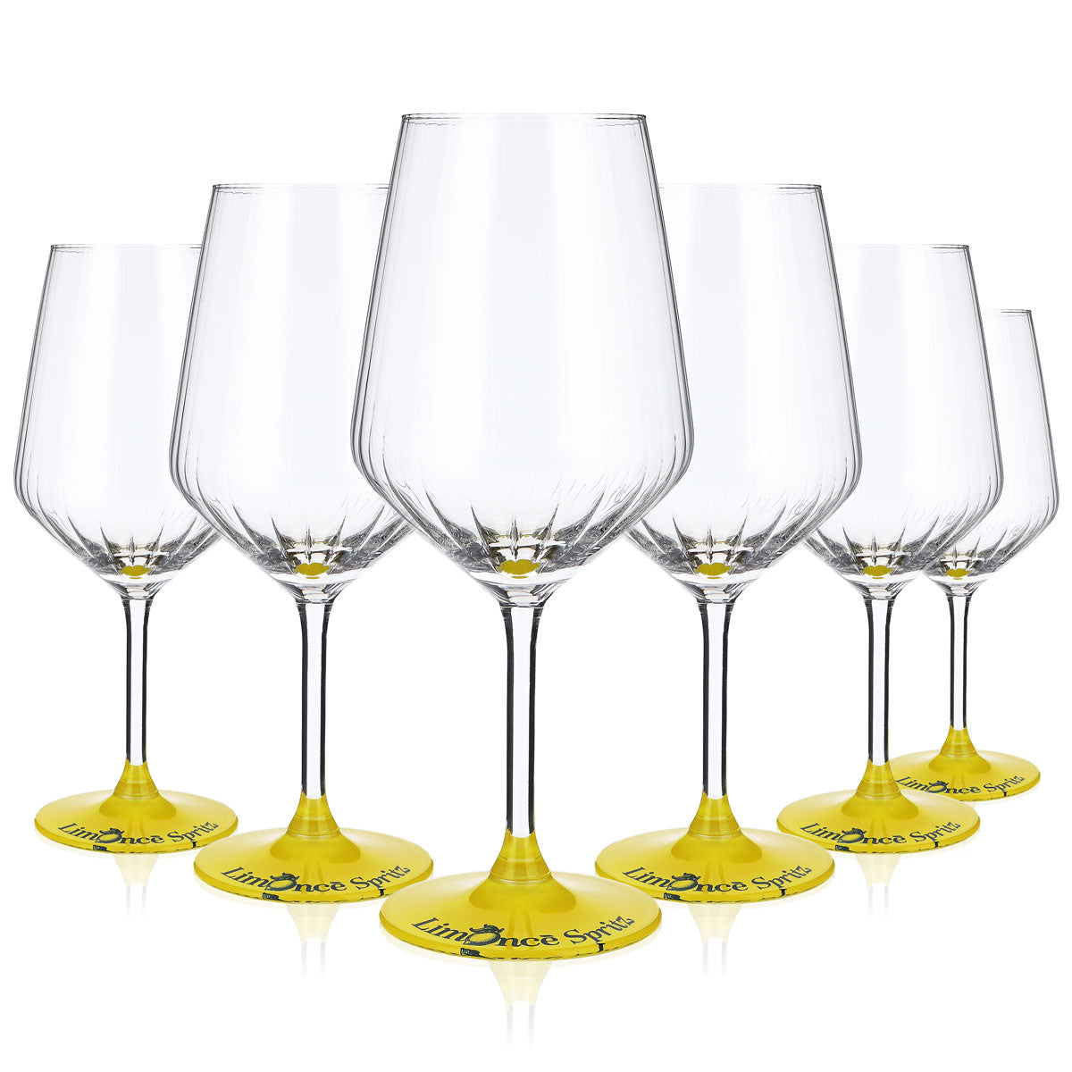 Set of 6 Limonce Limoncello glasses, 0.52 l – embossed glass with yellow base and logo print – View 5