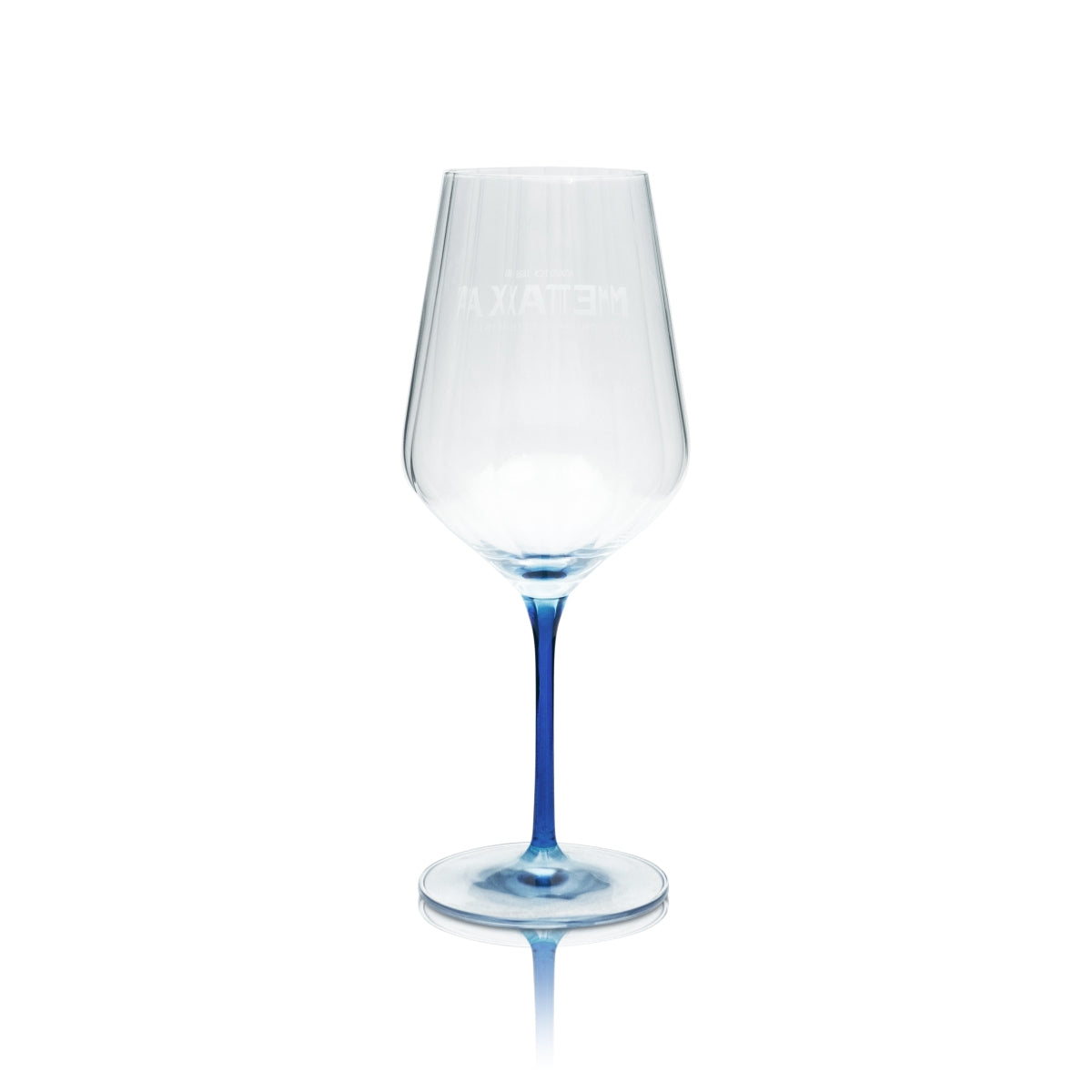 Set of 6 Metaxa brandy glasses, 0.57 l – embossed wine glass with blue base and stem – View 4