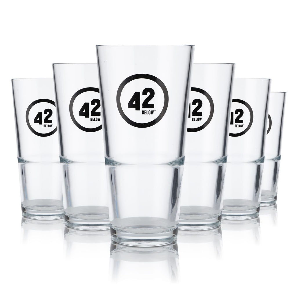 6x 42Below Glass 0,376l Vodka Tumbler Longdrink Glass Cocktail Glasses Set Gastro
