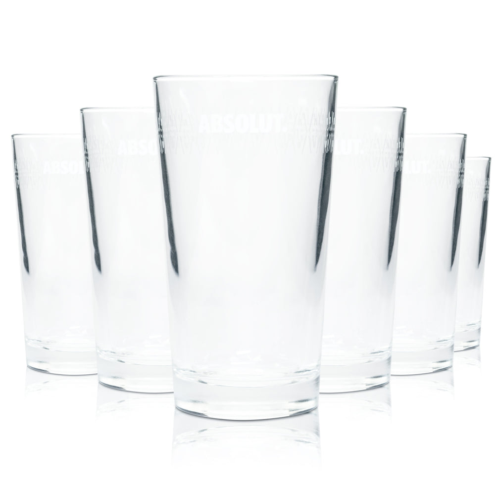 6x Absolut Vodka Glass 0.3l Cup Elyxir Tumbler Long Drink Cocktail Glasses