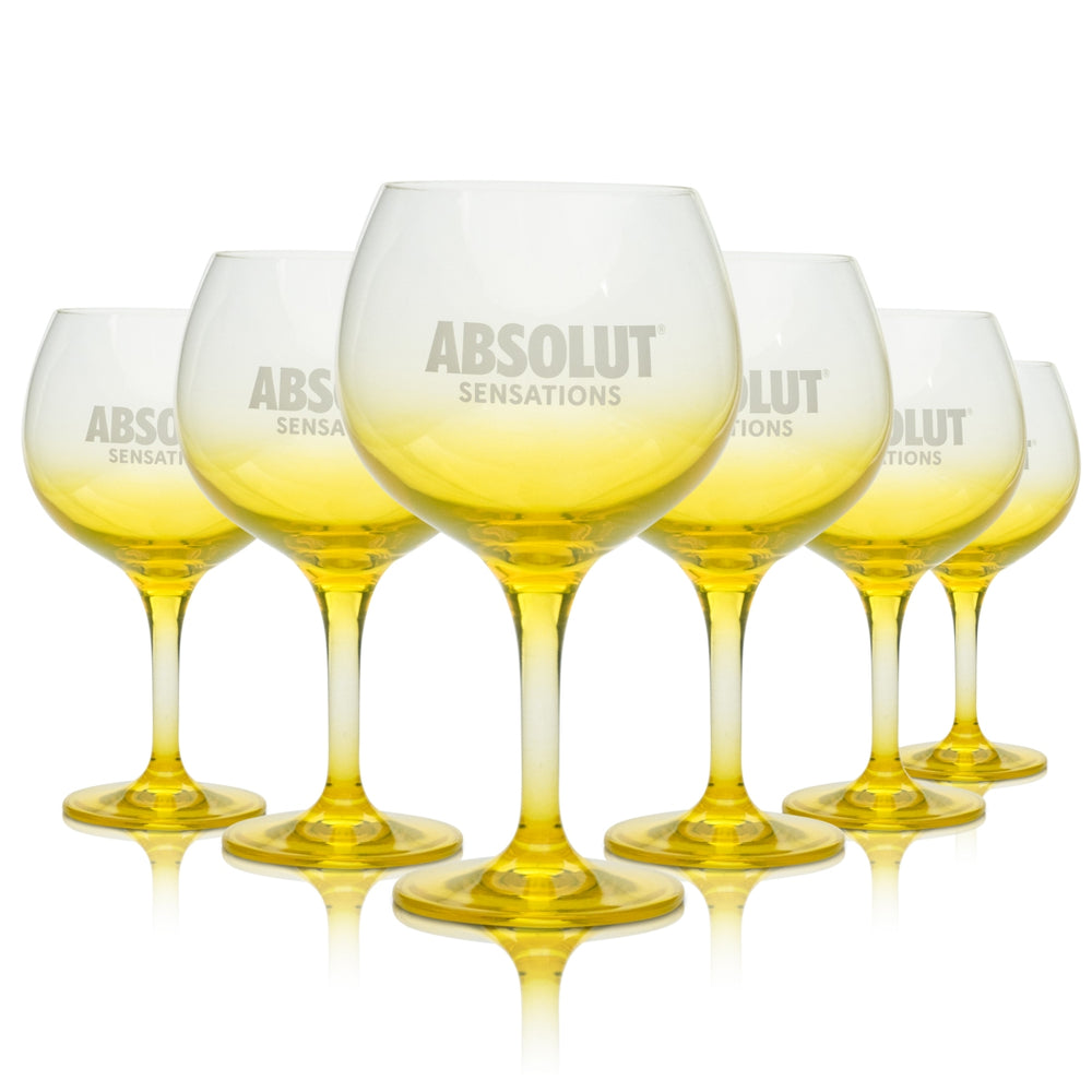 6x Absolut Vodka Stemmed Glass 0.5L Balloon Cocktail Long Drink Glasses Sensations Bar