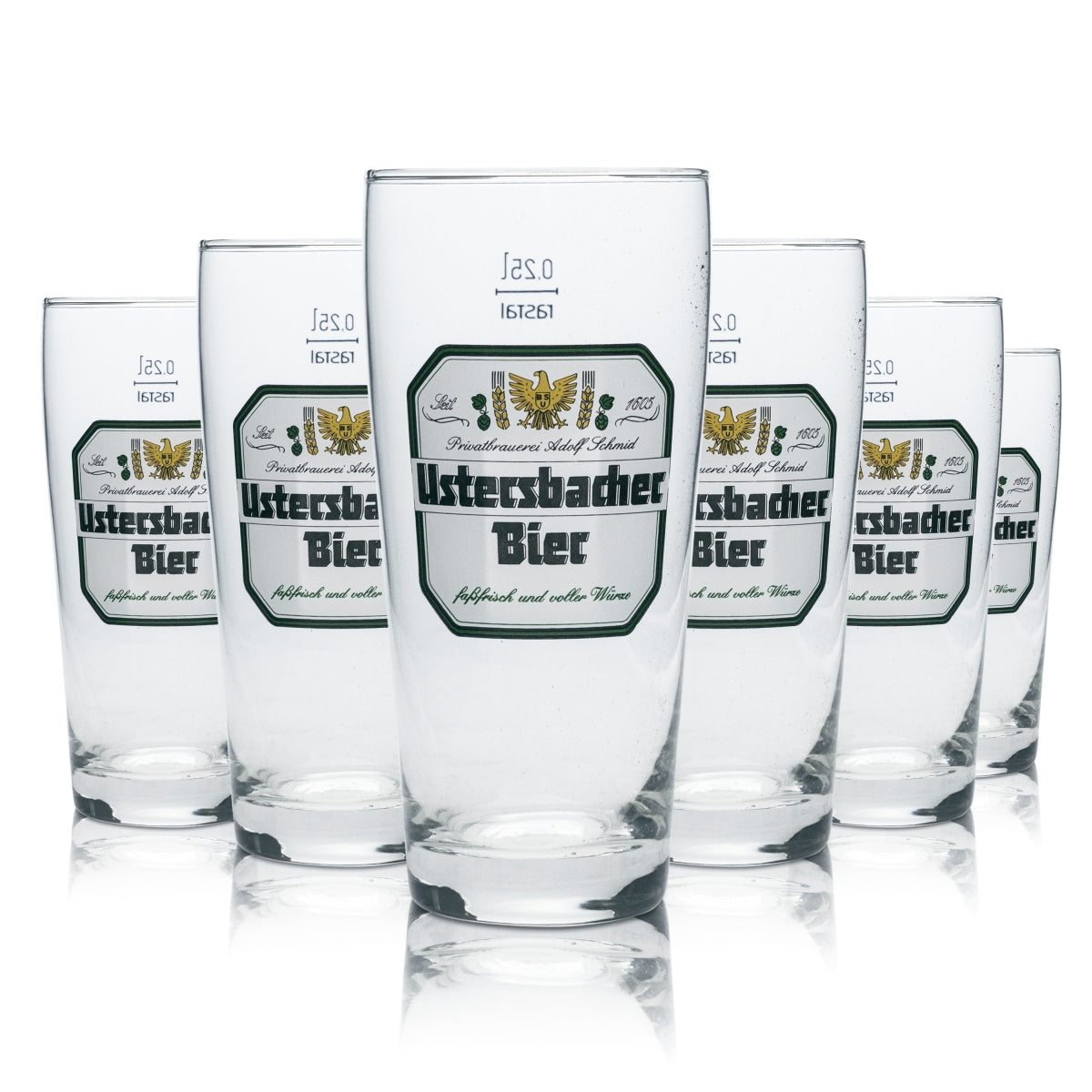 6x Adolf Schmid Ustersbacher beer glass 0.25l mug glasses brewery gastro pub