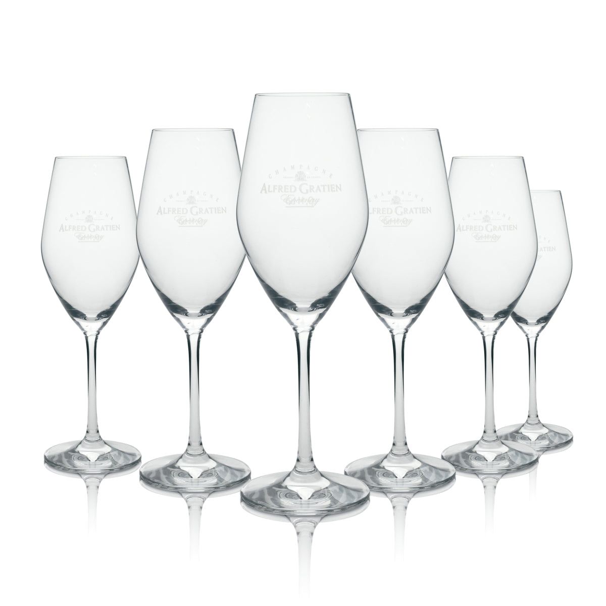 6x Alfred Gratien Champagne Glass Sparkling Wine Flute Square Bowl Böckling