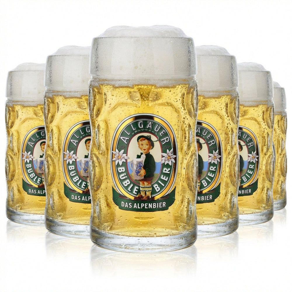 6x Allgäu Büble glass 0.5l festival beer mug Alpine beer tankard Seidel glasses set