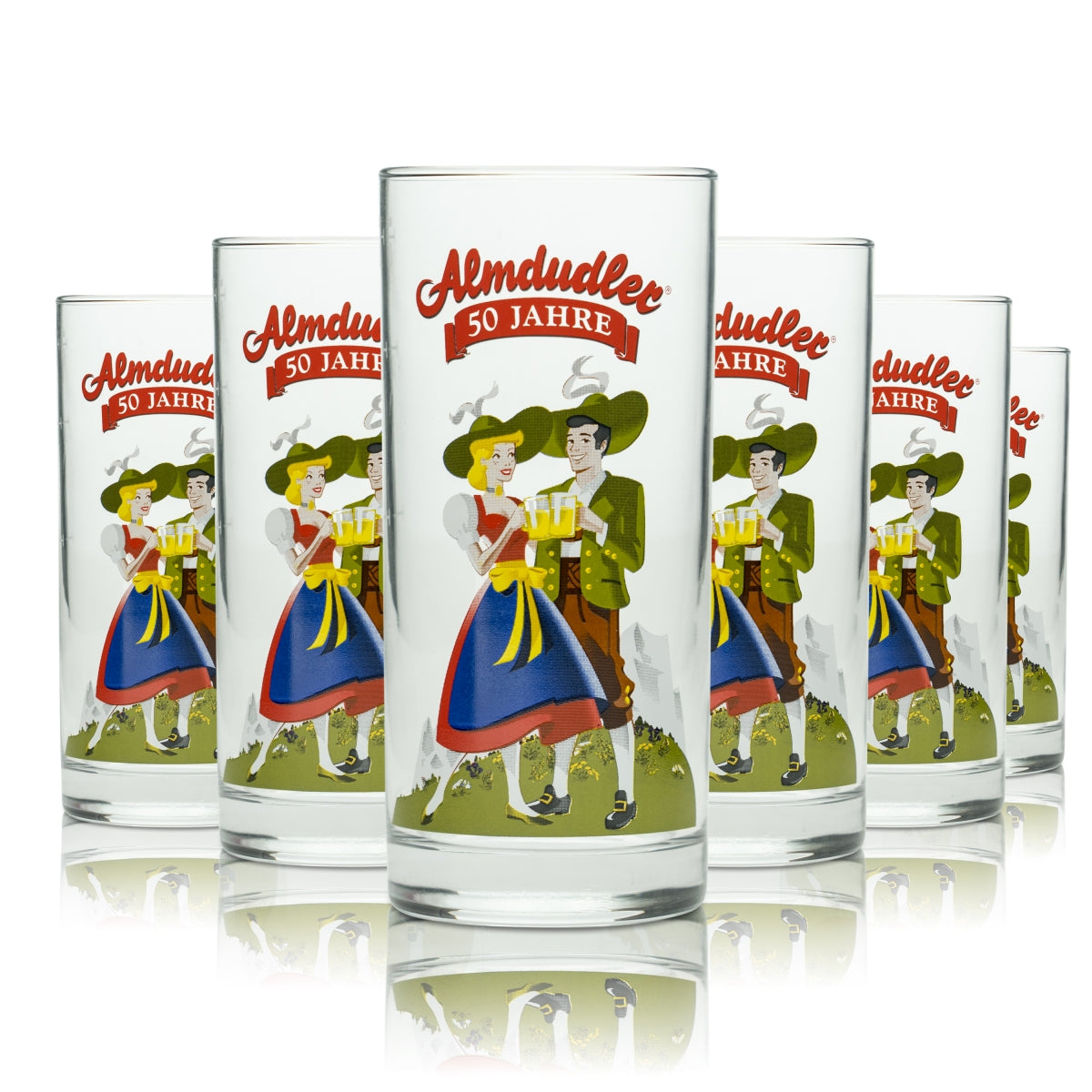 6x Almdudler soft drink glass 0.25l long drink herbal lemonade glasses ski winter bar