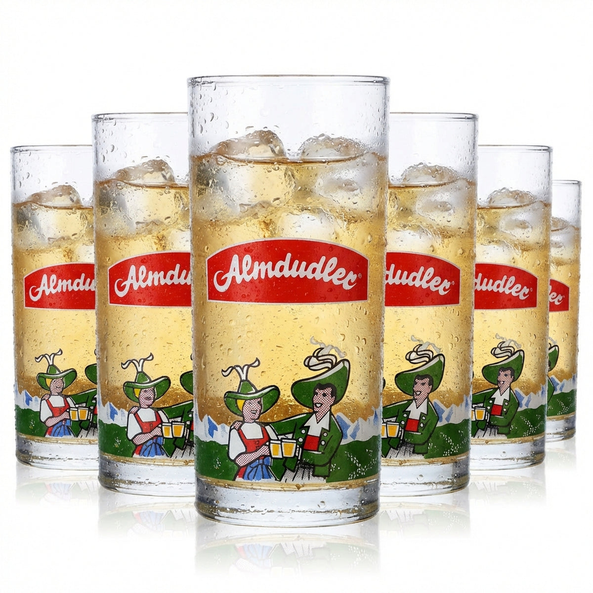 6x Almdudler soft drink glass Limoglas glasses 0.2l cup Sahm
