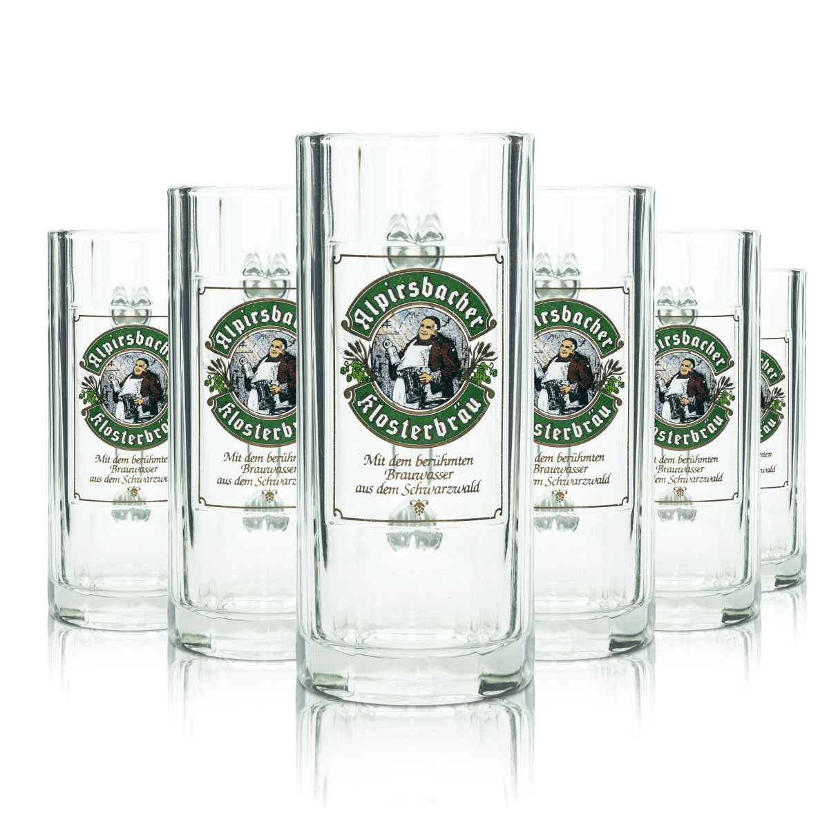 6x Alpirsbacher beer glass 0.3l mug Wallenstein Seidel Sahm retro logo glasses