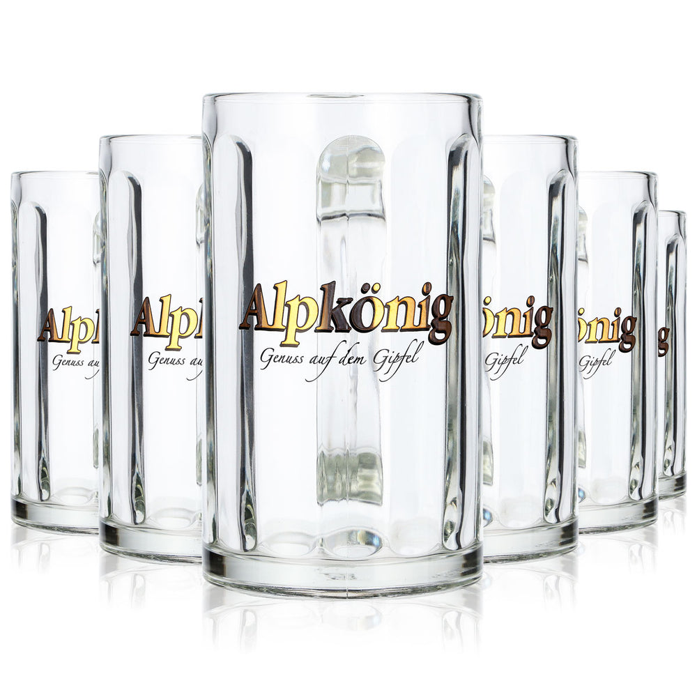 6 Alpkönig Beer Glasses, 0.25 L, Rastal Seidel Beer Mug (Set of 6)