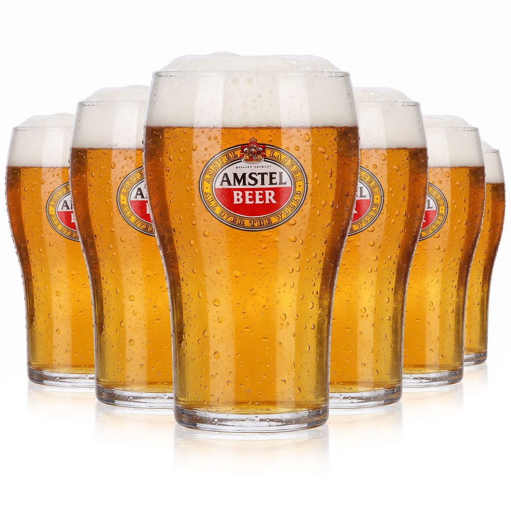 6 Amstel Beer Glasses, 0.3 L, Willibecher Beer Glasses, Tulip-Shaped (Set of 6)