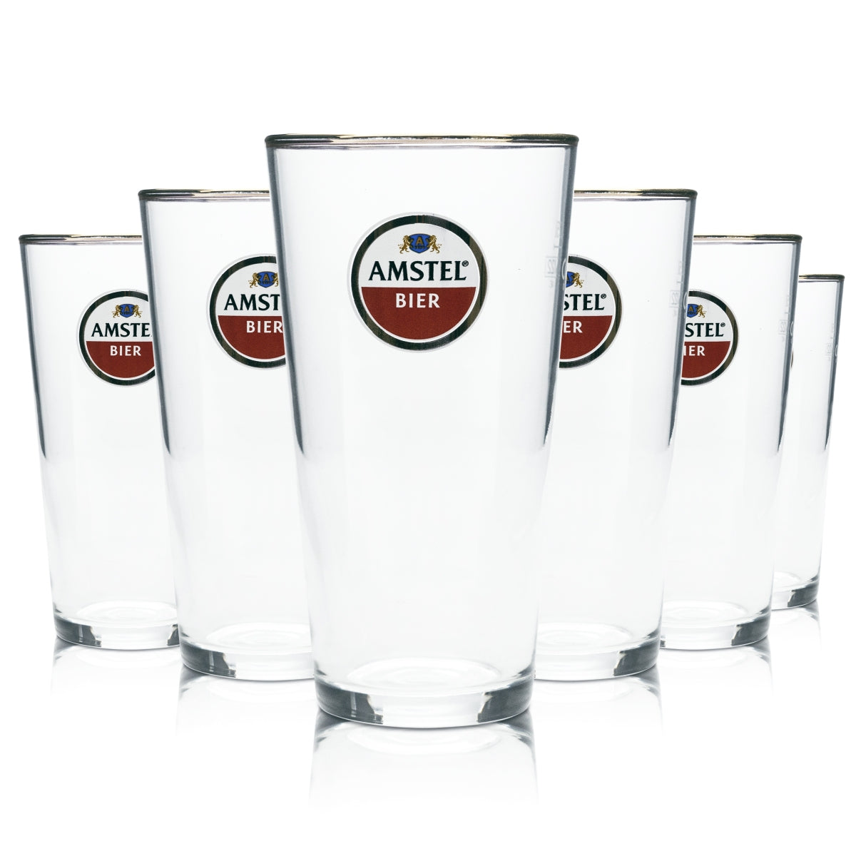 6x Amstel Glass 0.25l Beer Mug Gold Rim Glasses Gastro Bar Pub Mug Cup Beer