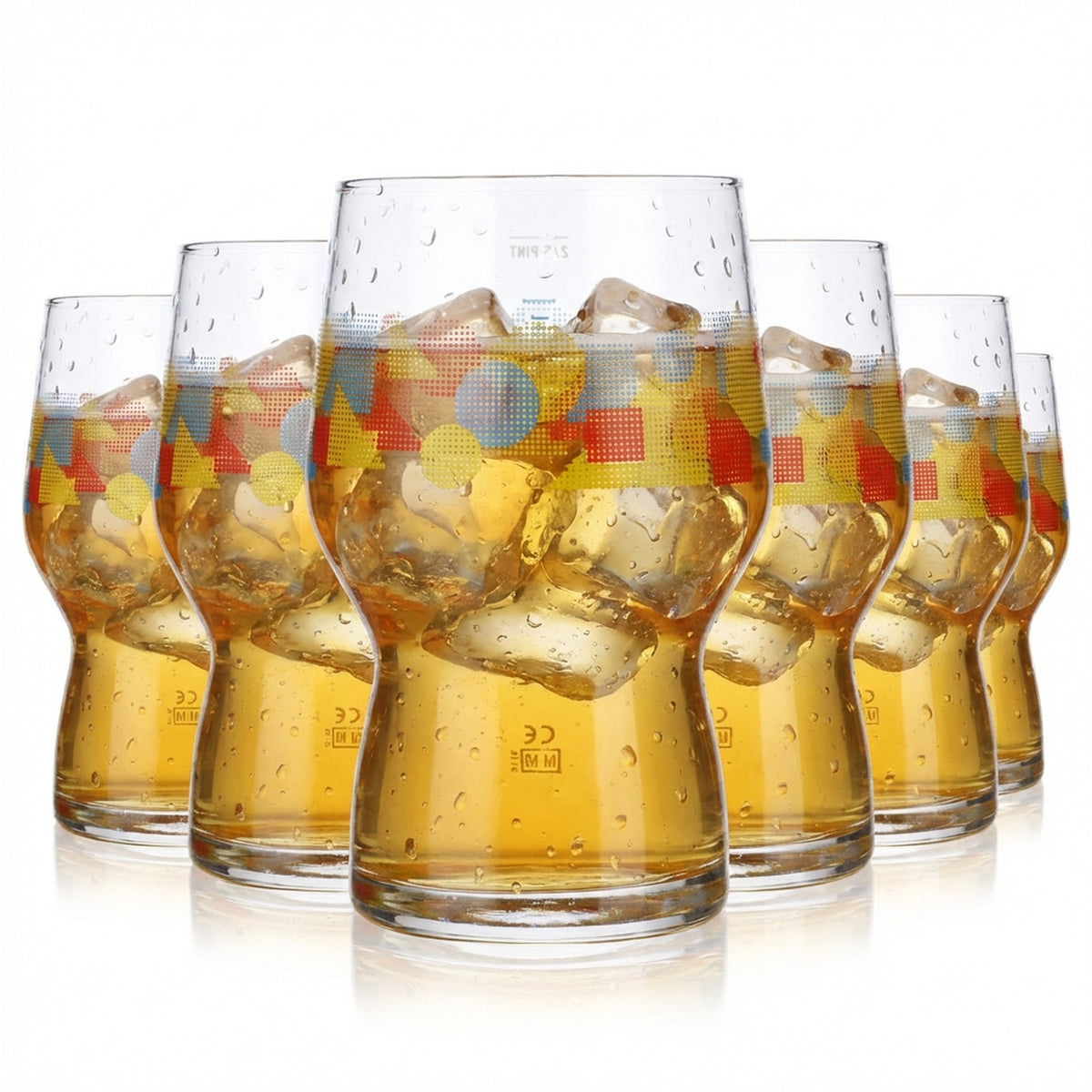 6x And Union Beer Glass Beer Glasses 0.33l Mug Colorful Motif
