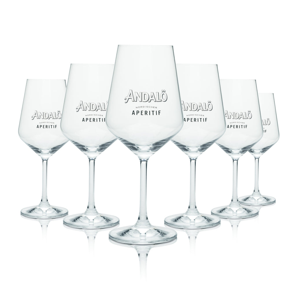 6x Andalö Glass 0.53l Stemmed Wine Goblet Glasses Aperitif Spritz Sea Buckthorn Cocktail