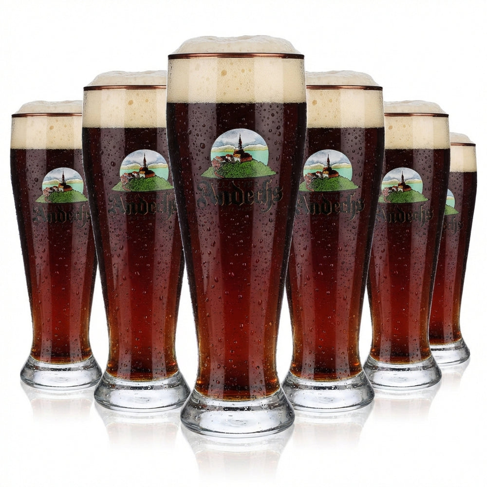 6x Andechs beer glass 0.5l beer glasses glasses wheat beer glass silver rim