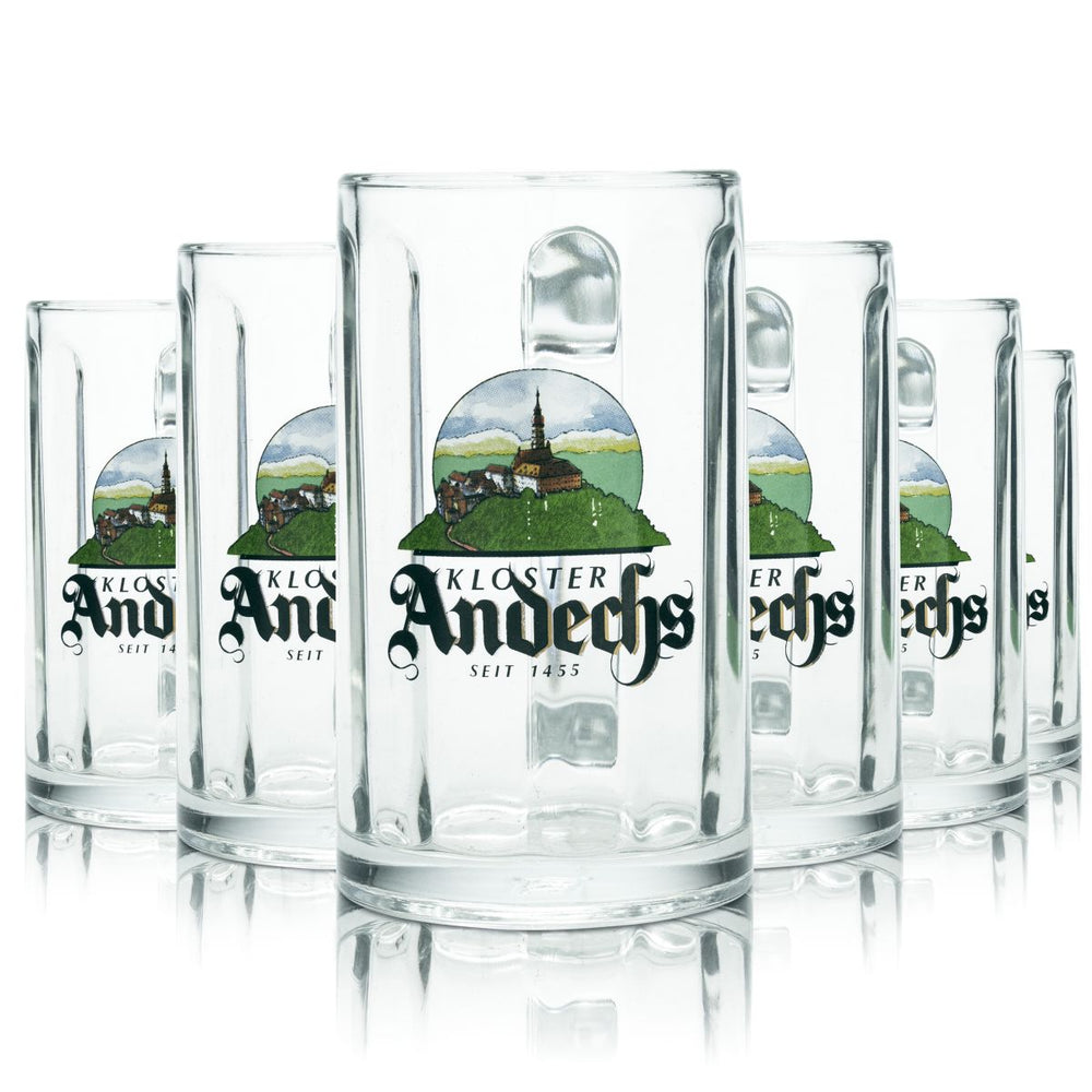 6x Andechs beer glass 0.2l contour glass beer mug mug Seidel glasses set monastery