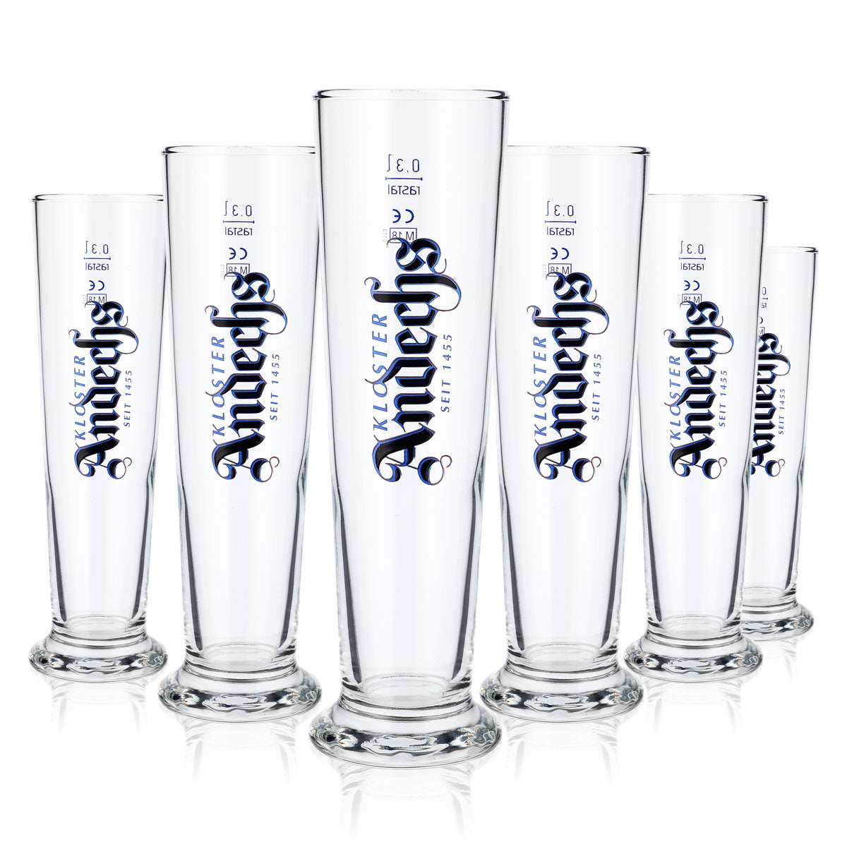 6x Andechs beer glass 0.3l Beer glasses Trophy glass Vertical logo – View 5