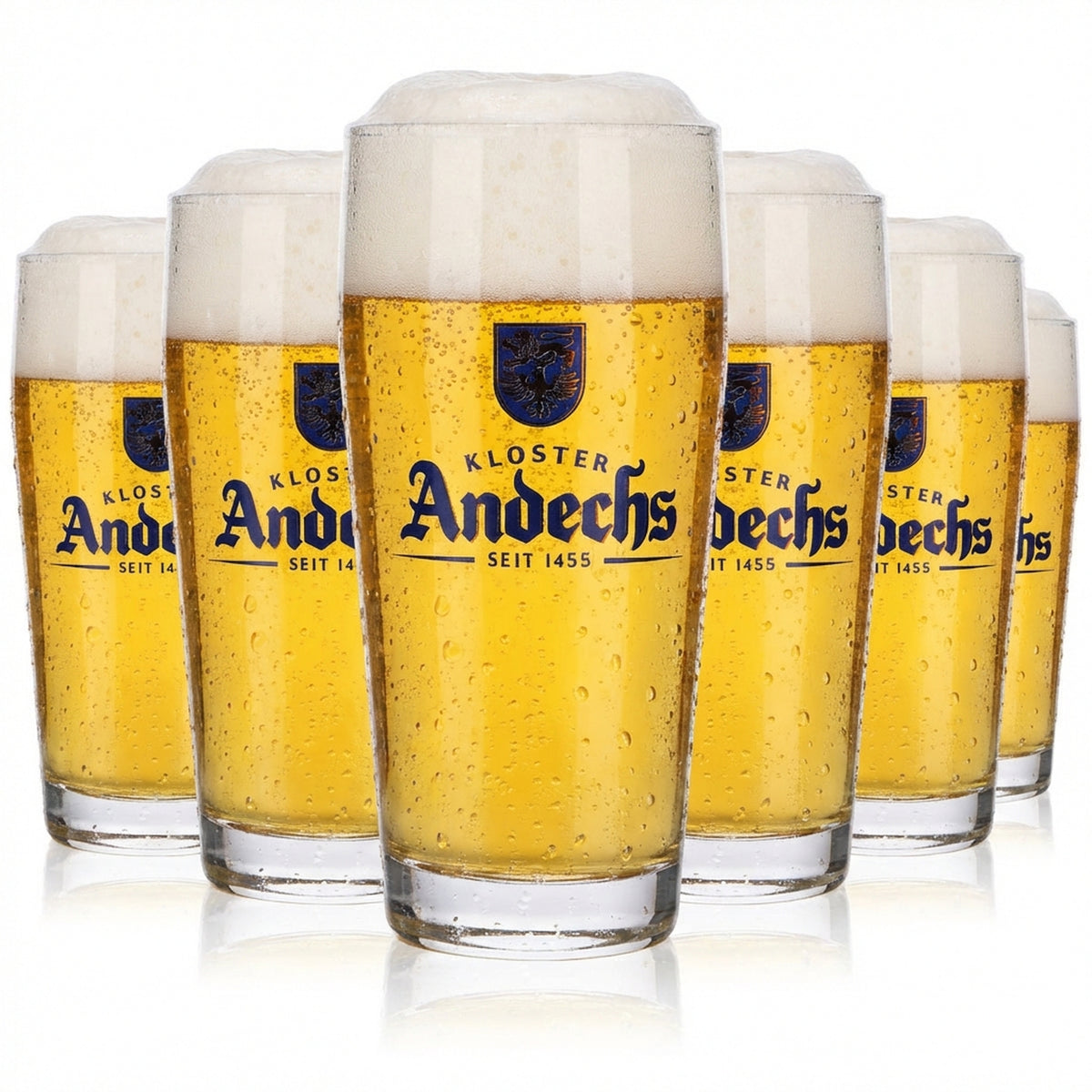 6x Andechs beer glasses 0.3 l Willi mug Blue logo F.Herb