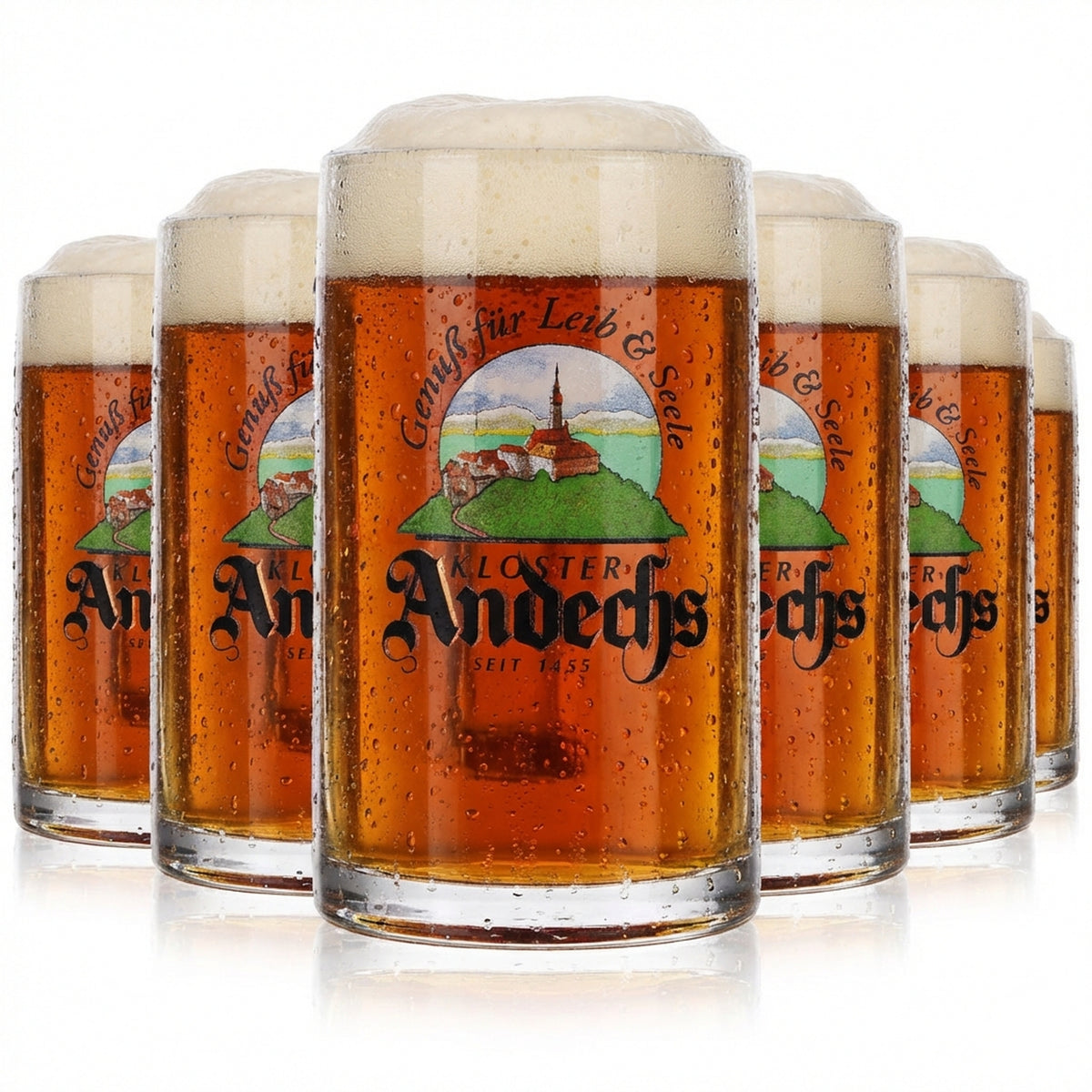 6x Andechs beer glass Seidel beer mugs 0.2 l mug "Enjoyment for body and soul" Rastal