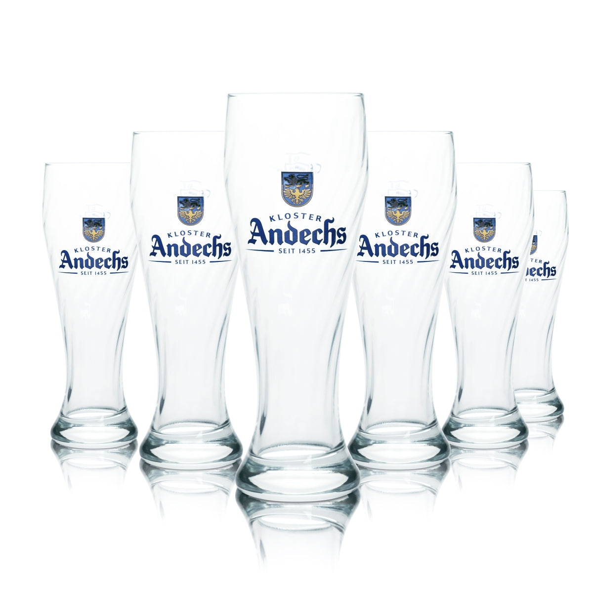 6x Andechs Glass 0.5l Wheat Beer Yeast Crystal Wheat Glasses Monastery Beer Brewery