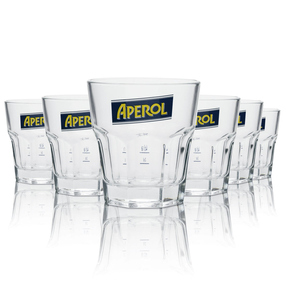 6x Aperol liqueur glass tumbler with new logo