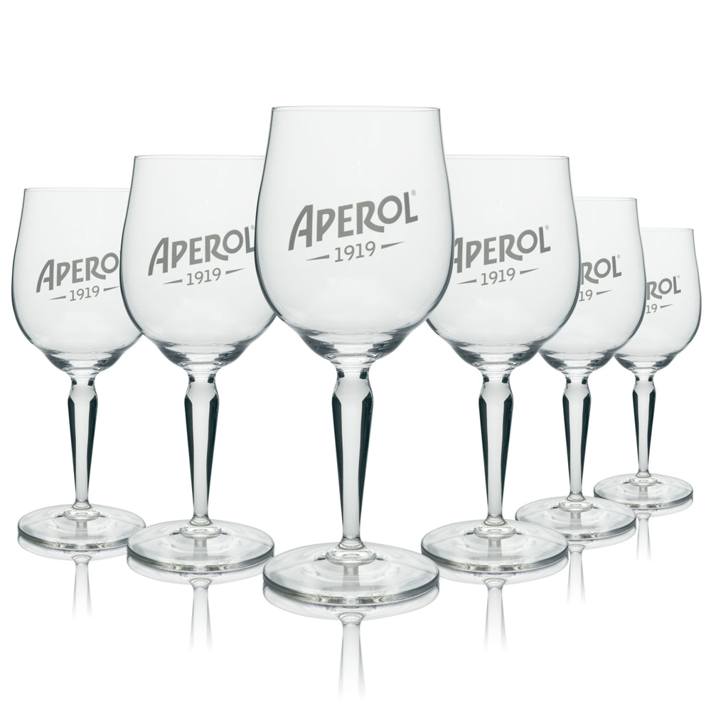 6x Aperol Spritz Signature Glass 0.53l Rare Old 1919 Logo Calice Aperitif Glasses