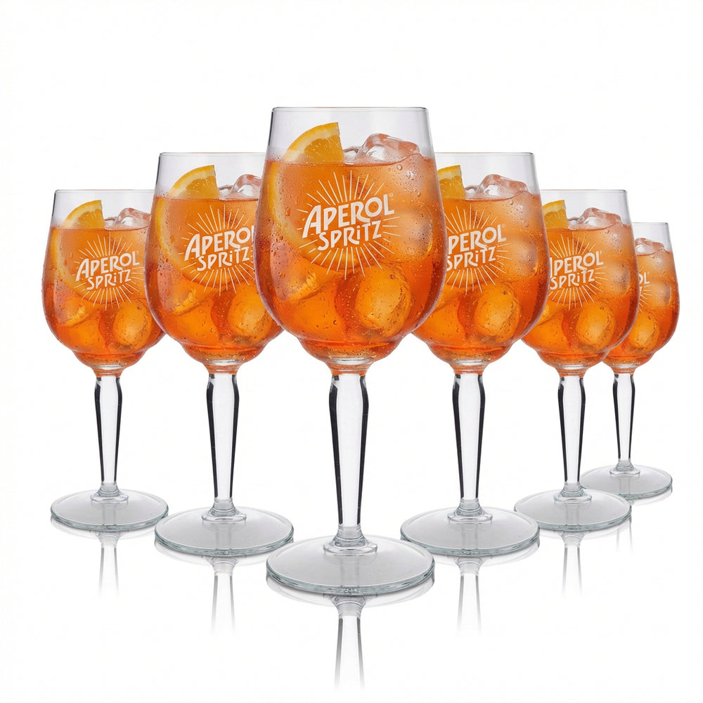 6x Aperol Spritz Signature Calice Glasses 0.45 L – Cristalline Original Aperitif Glass Set