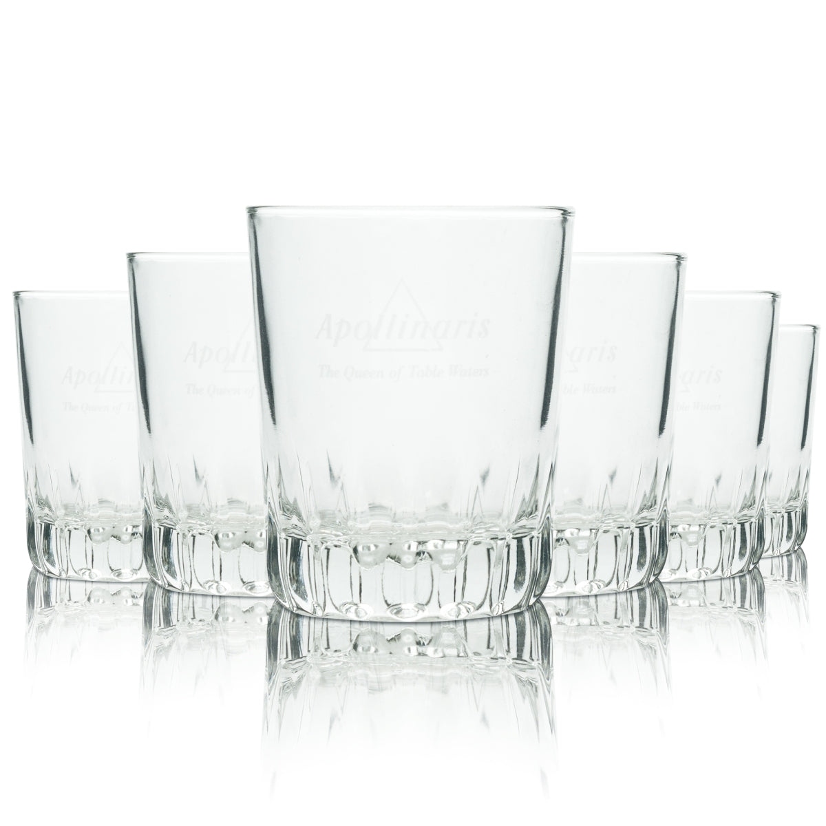 6x Apollinaris water glass 0.2l cup relief contour glasses crystal retro drinking