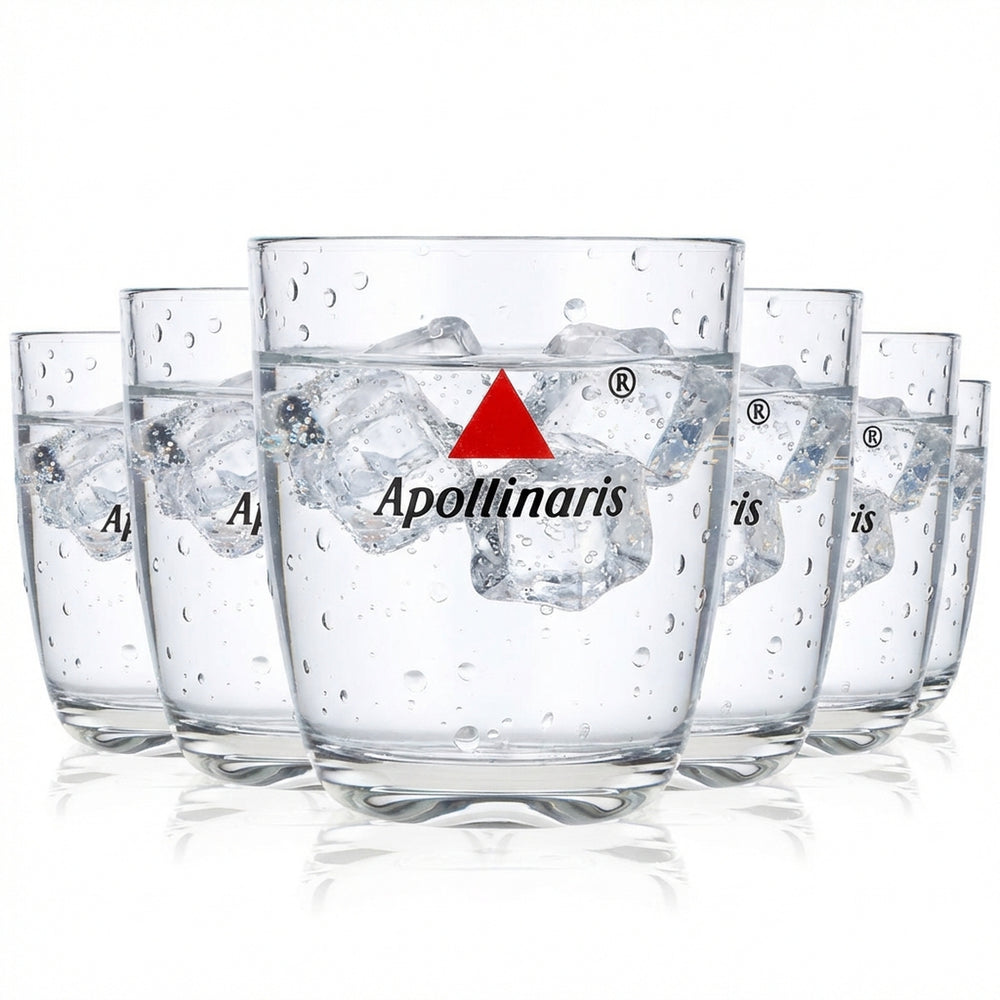 6x Apollinaris Water Glass Water Glasses 0.3l Tumbler Designer Glass Logo in the Center