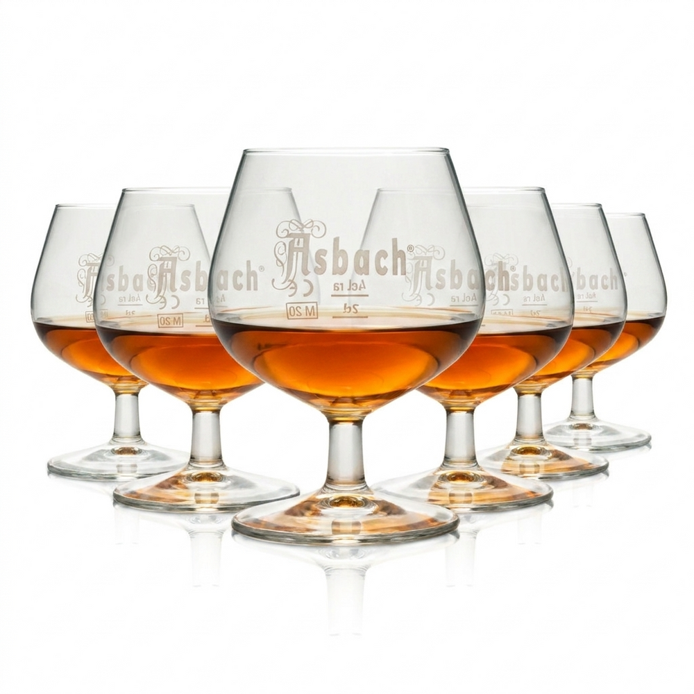 6x Asbach Uralt Glass 0.15l Swivel Nosing Tasting Cognac Glasses Gastro Calibrated