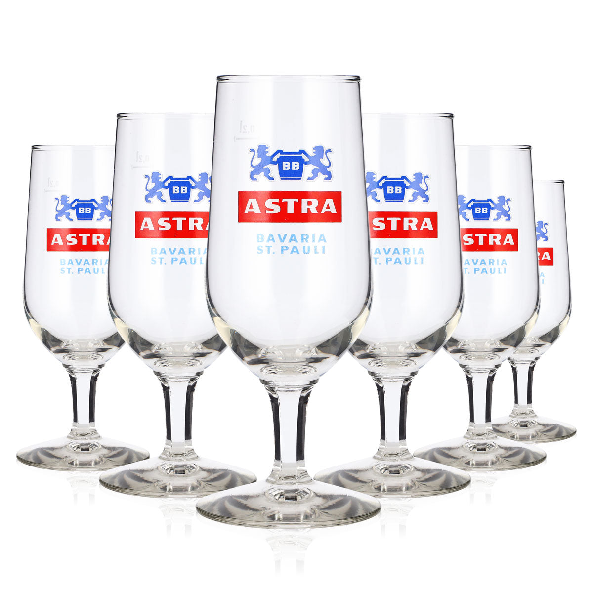 6x Astra Beer Glass, 0.2 L, Tulip-Shaped, St. Pauli Rastal, Goblet-Style Beer Glass