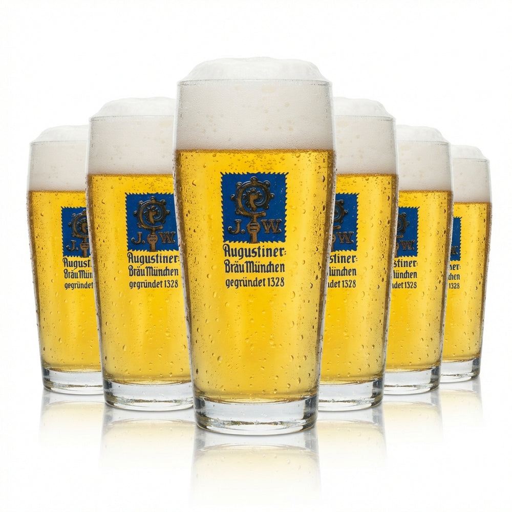 6x Augustiner beer glass 0.25l Willi mug