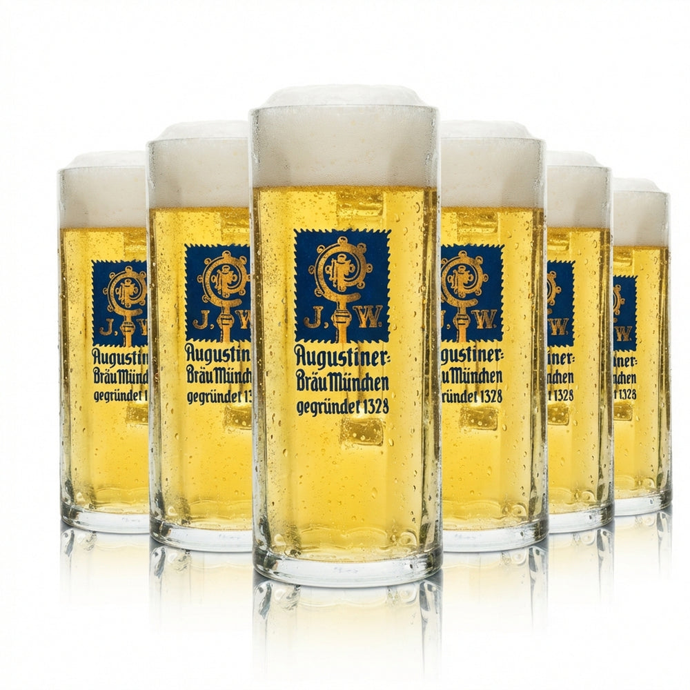6x Augustiner beer glass 0.5l mug Seidel Rastal