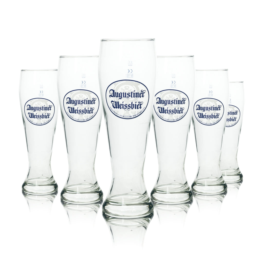 6x Augustiner Beer Glass 0.5l Wheat Beer Weissach Rastal Yeast Wheat Glasses Beer