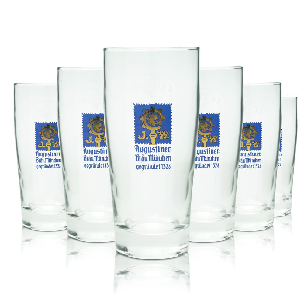 6x Augustiner beer glass 0,3l Willi mug glasses set brewery Munich Bavaria