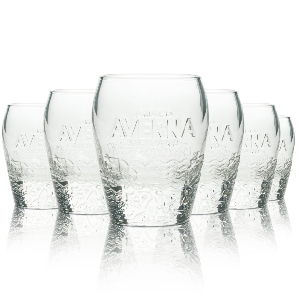 6x Averna Glass 0.15l Tumbler Contour Relief Glasses Amaro Siciliano Gastro Calibrated
